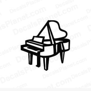 Piano listed in music and bands decals.