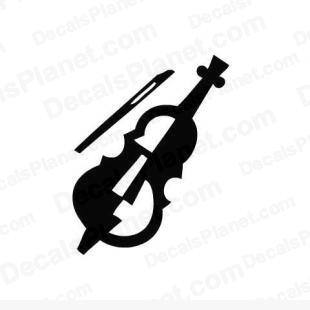 Cello instrument listed in music and bands decals.