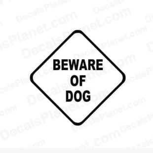 Beware of dog logo listed in useful signs decals.