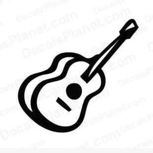 Folk guitar instrument listed in music and bands decals.