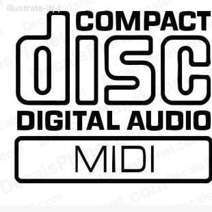 Compact disc digital audio midi listed in computer decals.