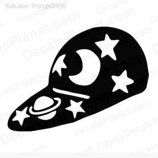 Hat (decorated with planet, moon and stars) listed in cartoons decals.
