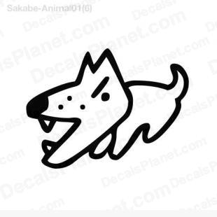 Angry dog scribbled listed in cartoons decals.