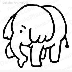 Elephant drawing listed in cartoons decals.