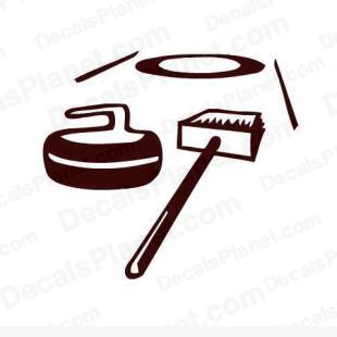 Curling broom and rock listed in sports decals.