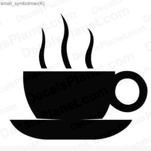 Hot beverage cup (coffee or tea) listed in useful signs decals.