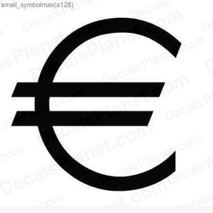 Euro symbol listed in useful signs decals.