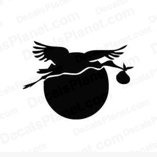 Flying stork with sun listed in animals decals.