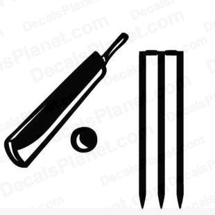 Cricket bat with ball and stump listed in sports decals.