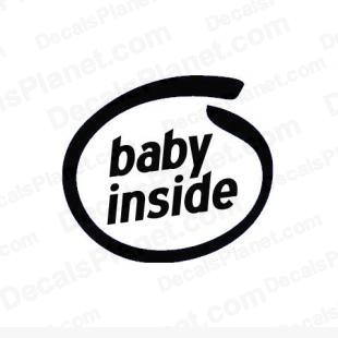Baby inside listed in funny decals.