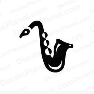 Saxophone (sax) listed in music and bands decals.