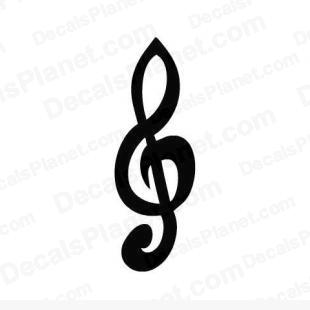 Treble clef (music note) listed in music and bands decals.