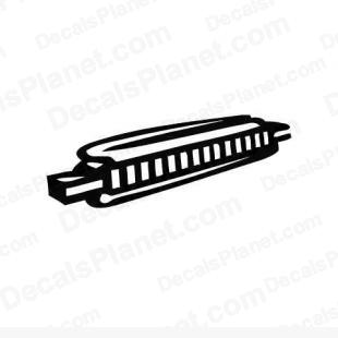 Harmonica instrument listed in music and bands decals.