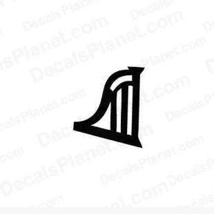 Harp instrument listed in music and bands decals.