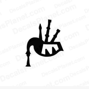 Irish bagpipe instrument listed in music and bands decals.