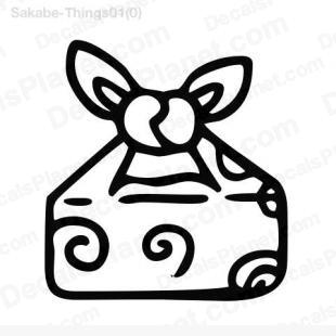Gift japanese style wrapped listed in cartoons decals.