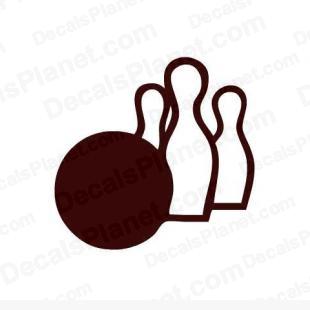 Bowling ball and pins listed in sports decals.