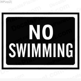 No swimming sign listed in useful signs decals.