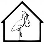 Stork in a house